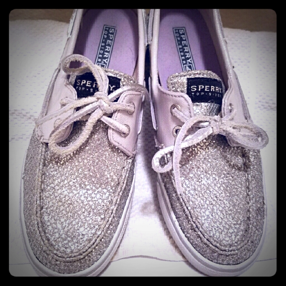 Sperry silver glitter in 7.5 size